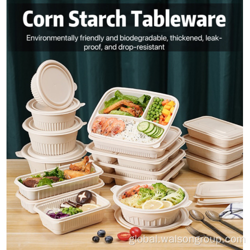 Corn Starch Bento Box Biodegradable Cornstarch Packaging Boxes Factory